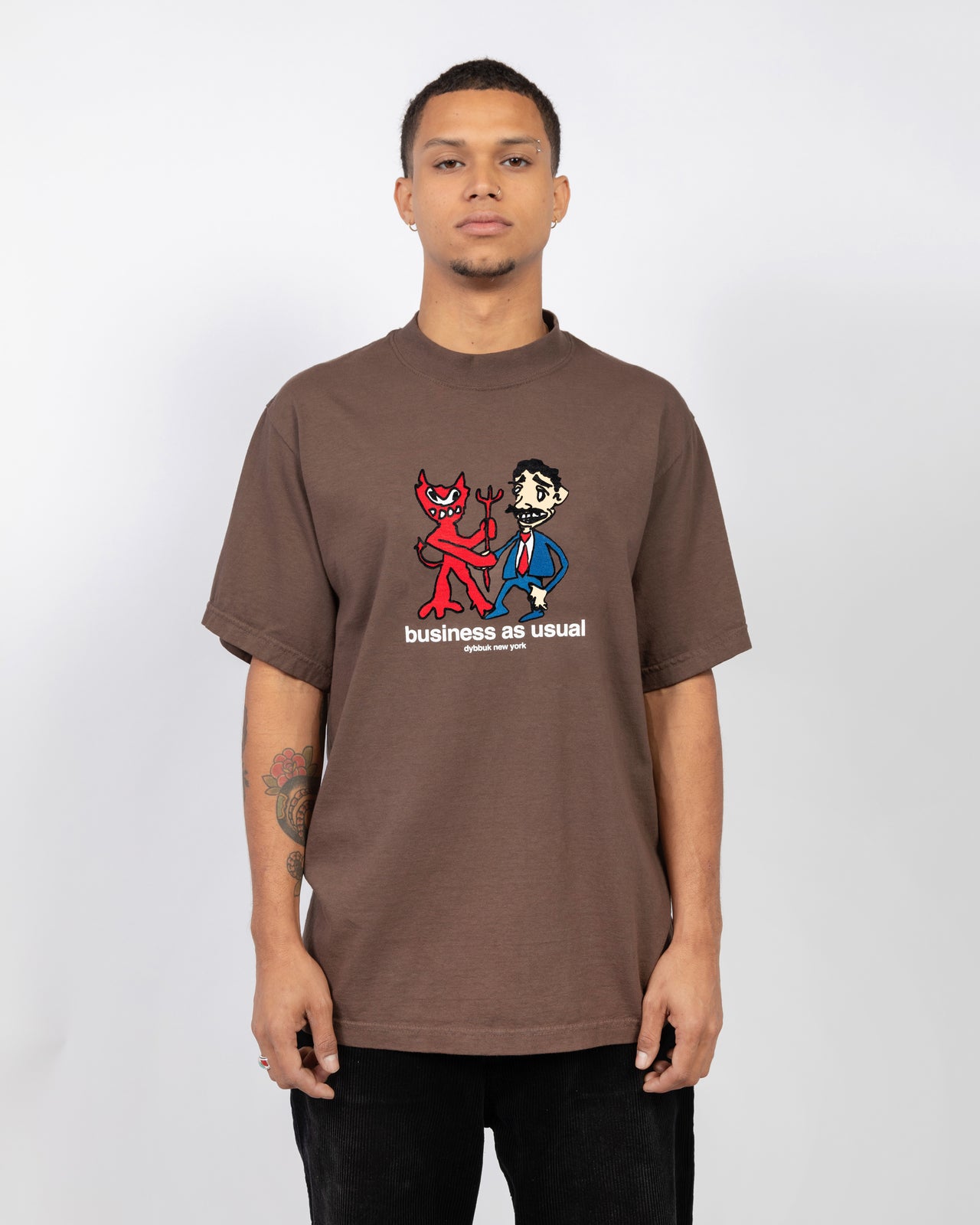 BUSINESS AS USUAL TEE (BROWN)