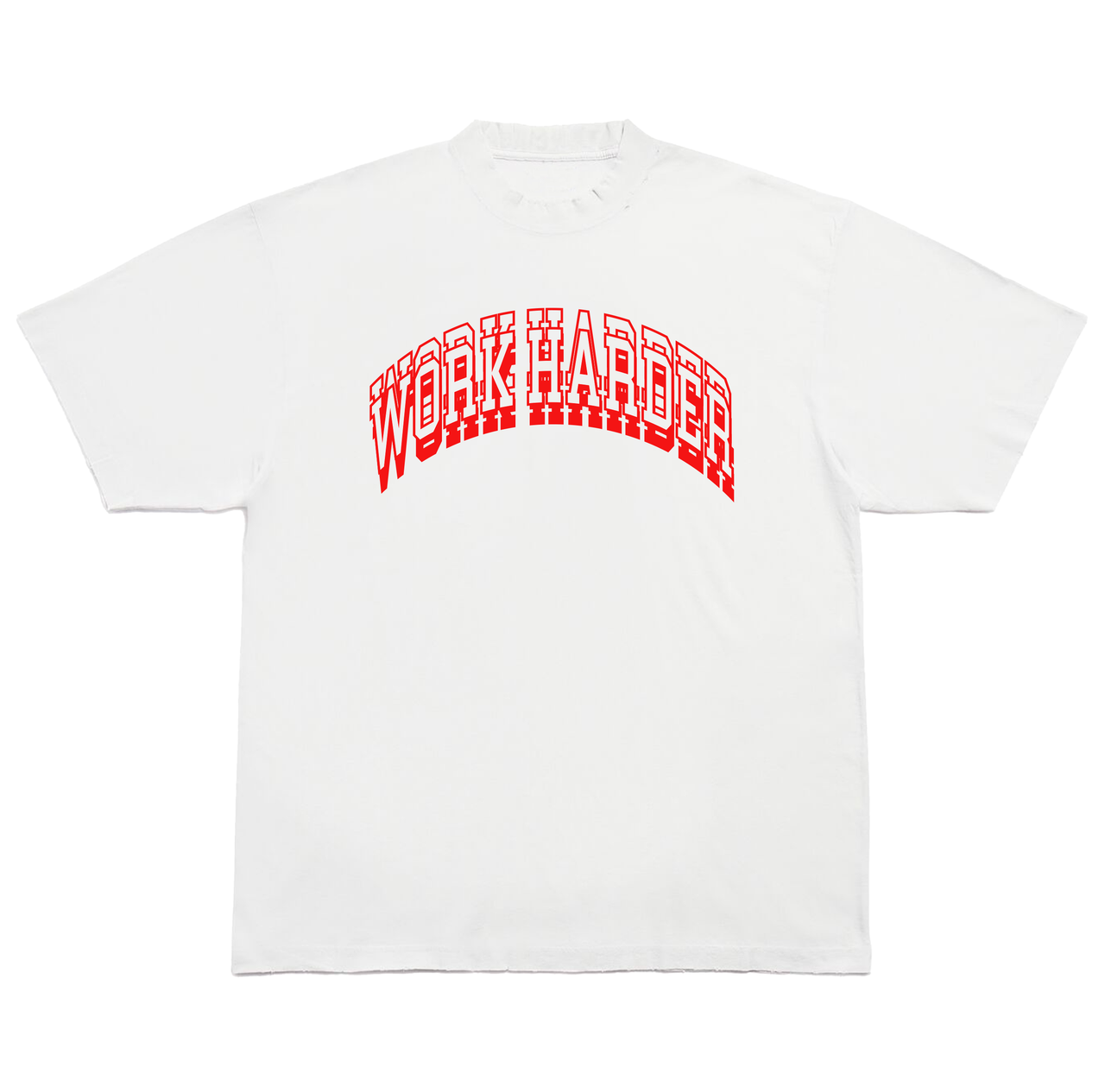 WORK HARDER TEE (WHITE/RED)