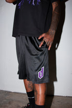 Load image into Gallery viewer, D LOGO SHORTS (BLACK/PURPLE)
